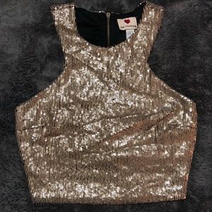 One clothing gold sequin crop top